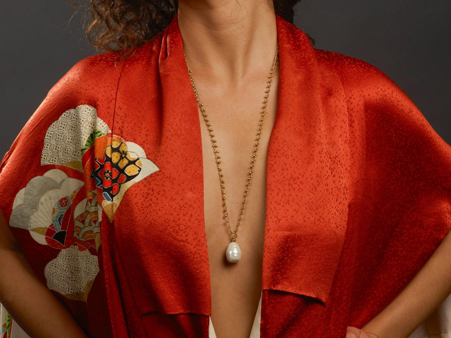 Long Pearl Pendant Necklace - by Palomita Jewellery