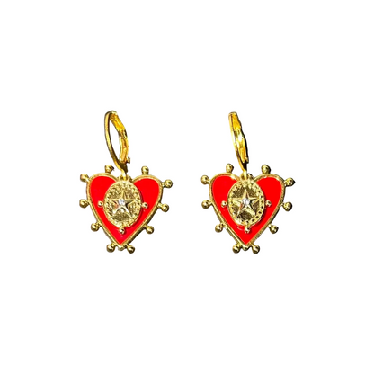 Heart & Crescent Earrings Reworked Vintage by Pom di Pom