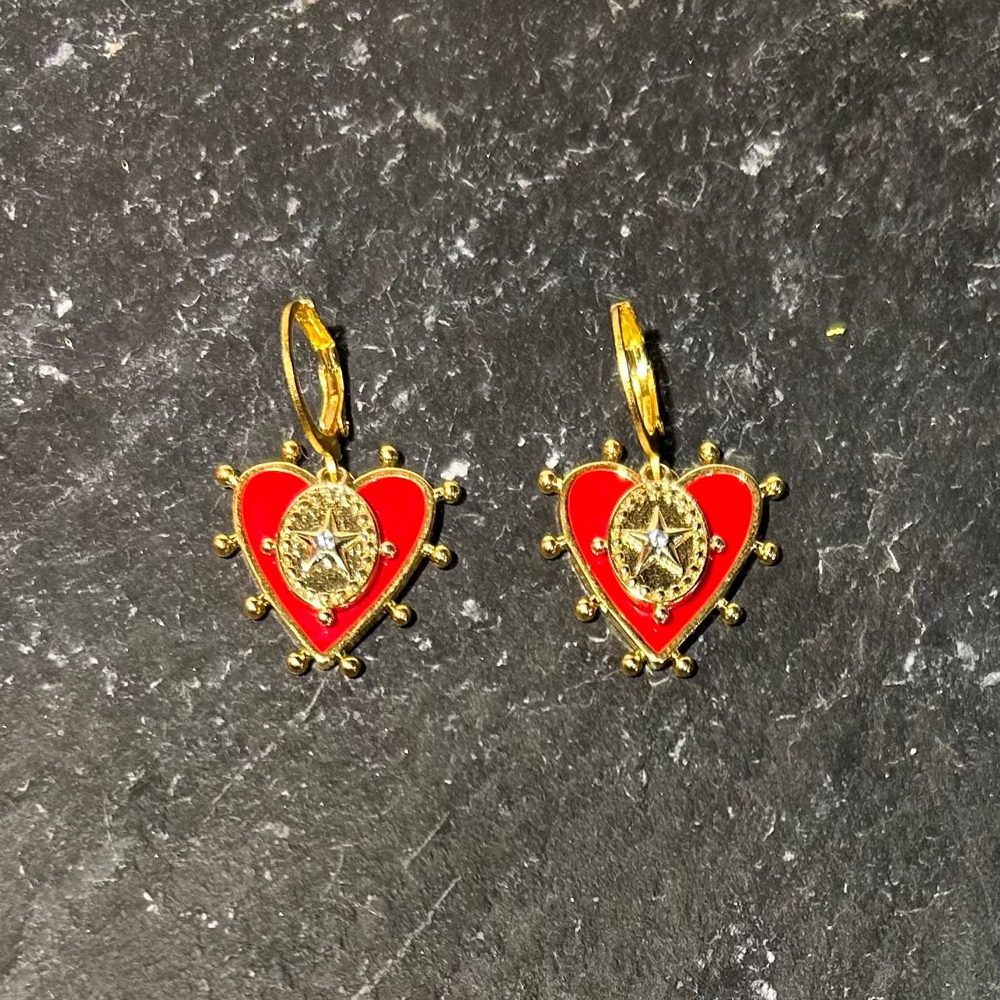 Heart & Crescent Earrings Reworked Vintage by Pom di Pom