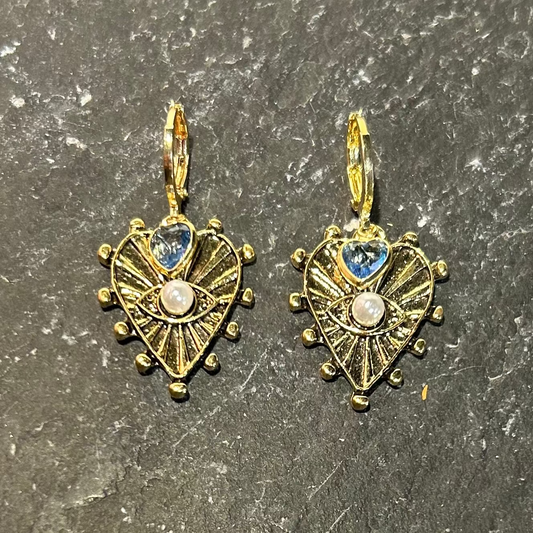 Sacred Eye Heart Earrings by Pom di Pom