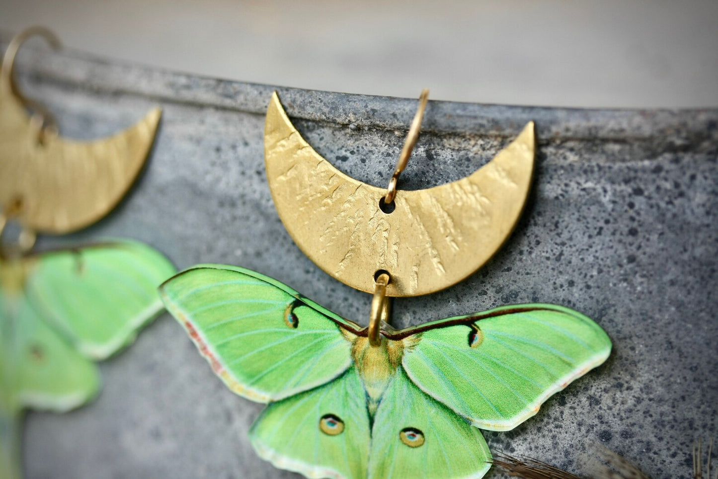 Luna Moth Statement Earrings - by Palomita Jewellery