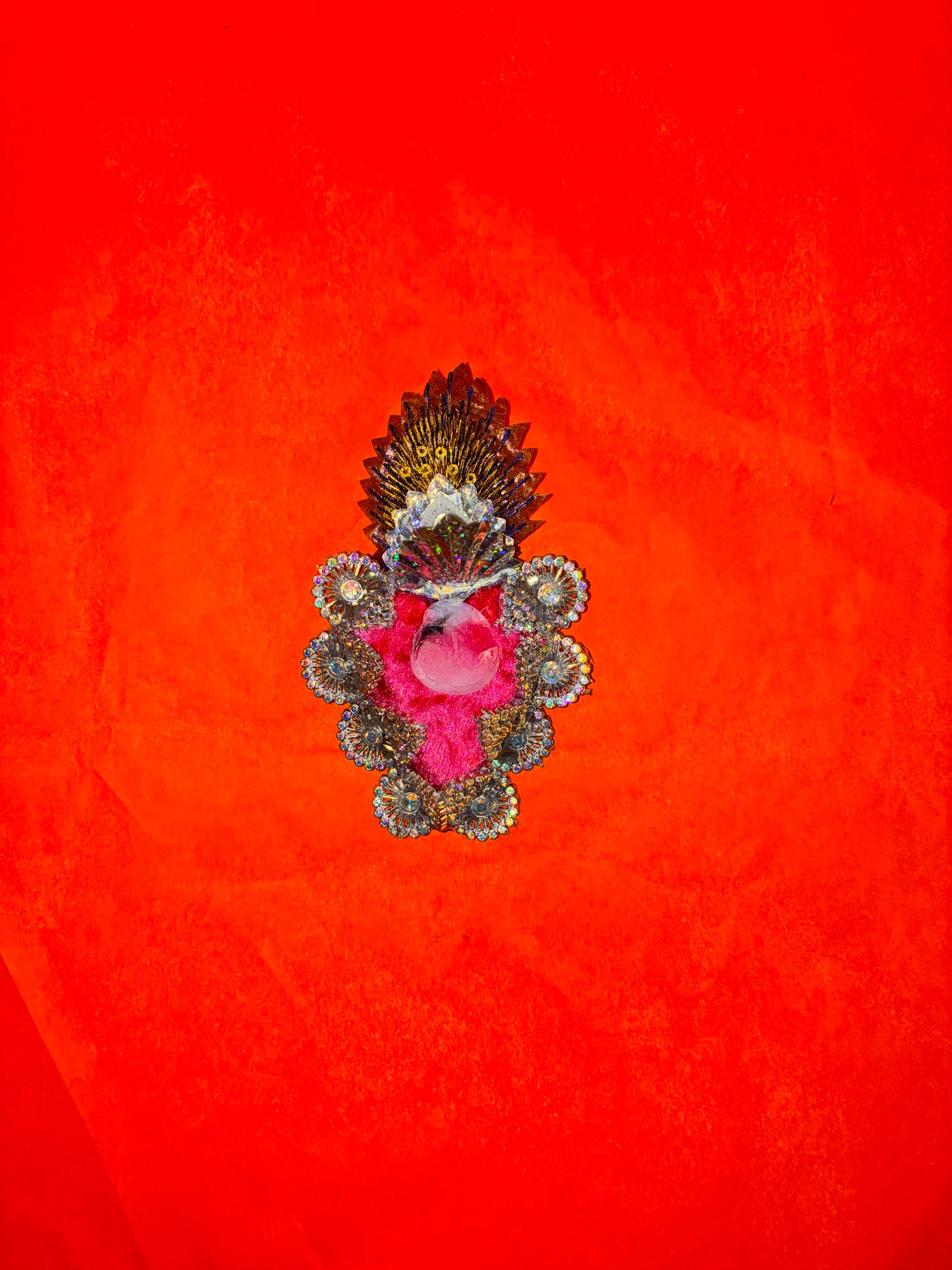 Embellished Sacred Heart brooch by Jan Cooper