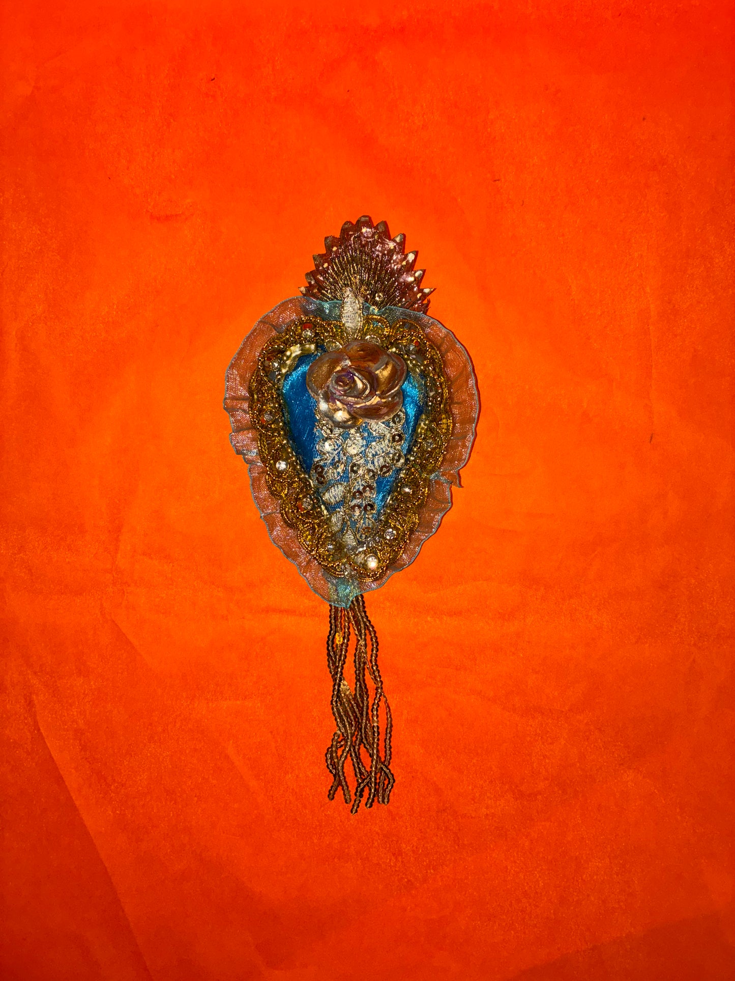 Embellished Sacred Heart brooch by Jan Cooper