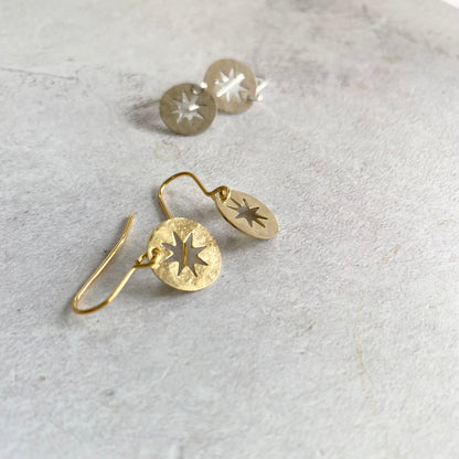 Hammered Star Cut Out Earrings
