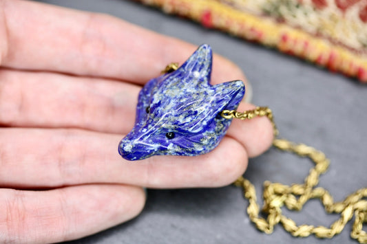 Lapis Lazuli Fox necklace - by Palomita Jewellery