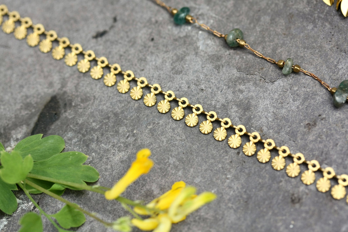 Dainty gold sun bracelet - by Palomita Jewellery