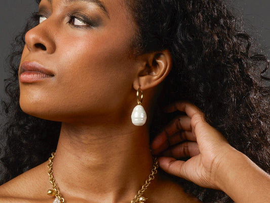 Baroque Pearl Hoop Earrings - by Palomita Jewellery