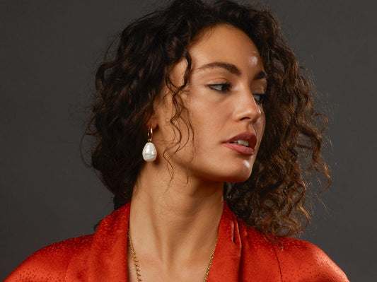 Baroque Pearl Hoop Earrings - by Palomita Jewellery