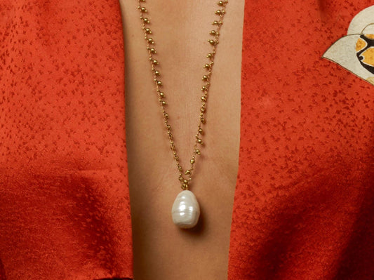 Long Pearl Pendant Necklace - by Palomita Jewellery
