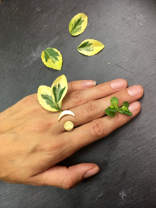 Crescent Moon Adjustable Ring - by Palomita Jewellery