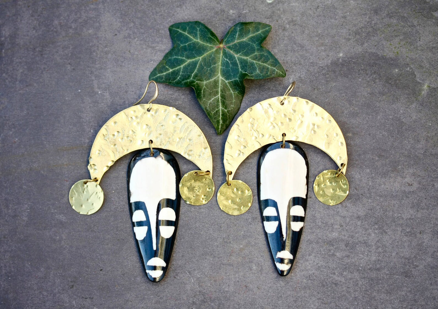 Bone Mask Statement Earrings - by Palomita Jewellery