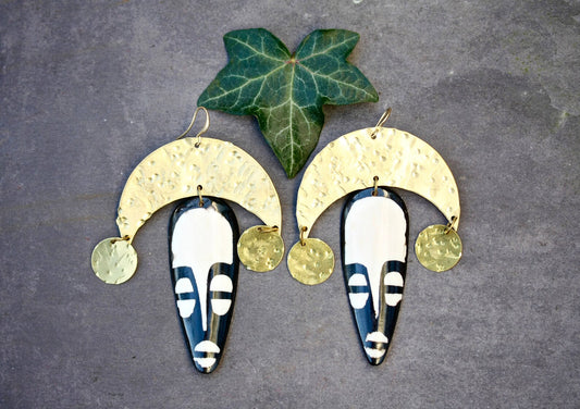 Bone Mask Statement Earrings - by Palomita Jewellery