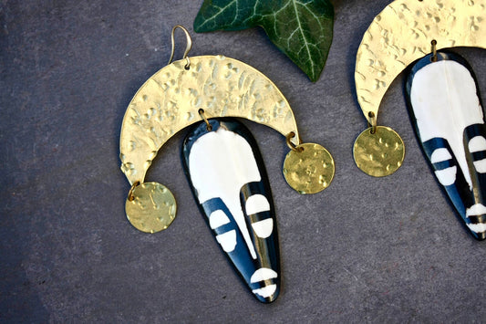 Bone Mask Statement Earrings - by Palomita Jewellery