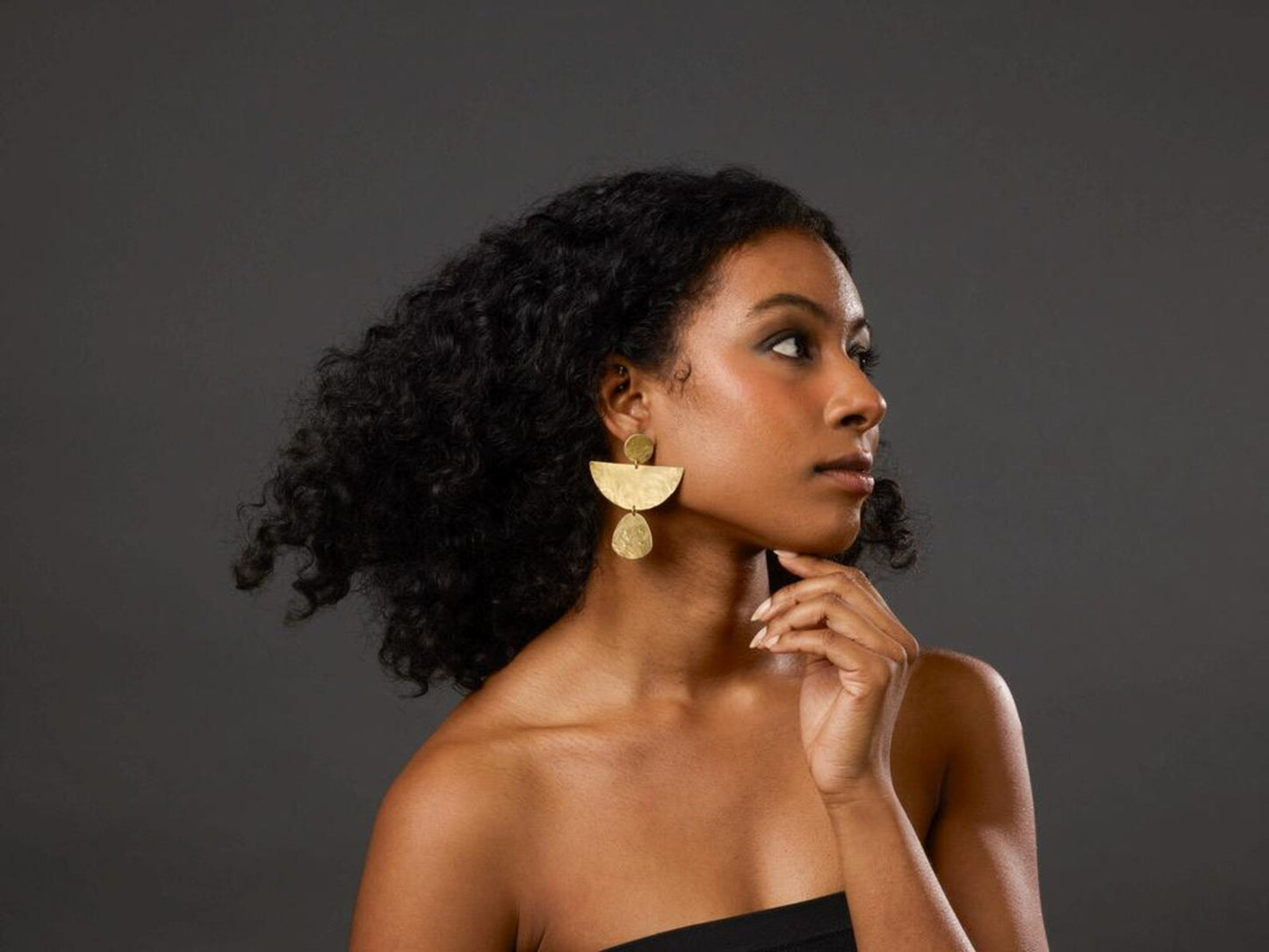 Hammered Brass Geo Earrings - by Palomita Jewellery