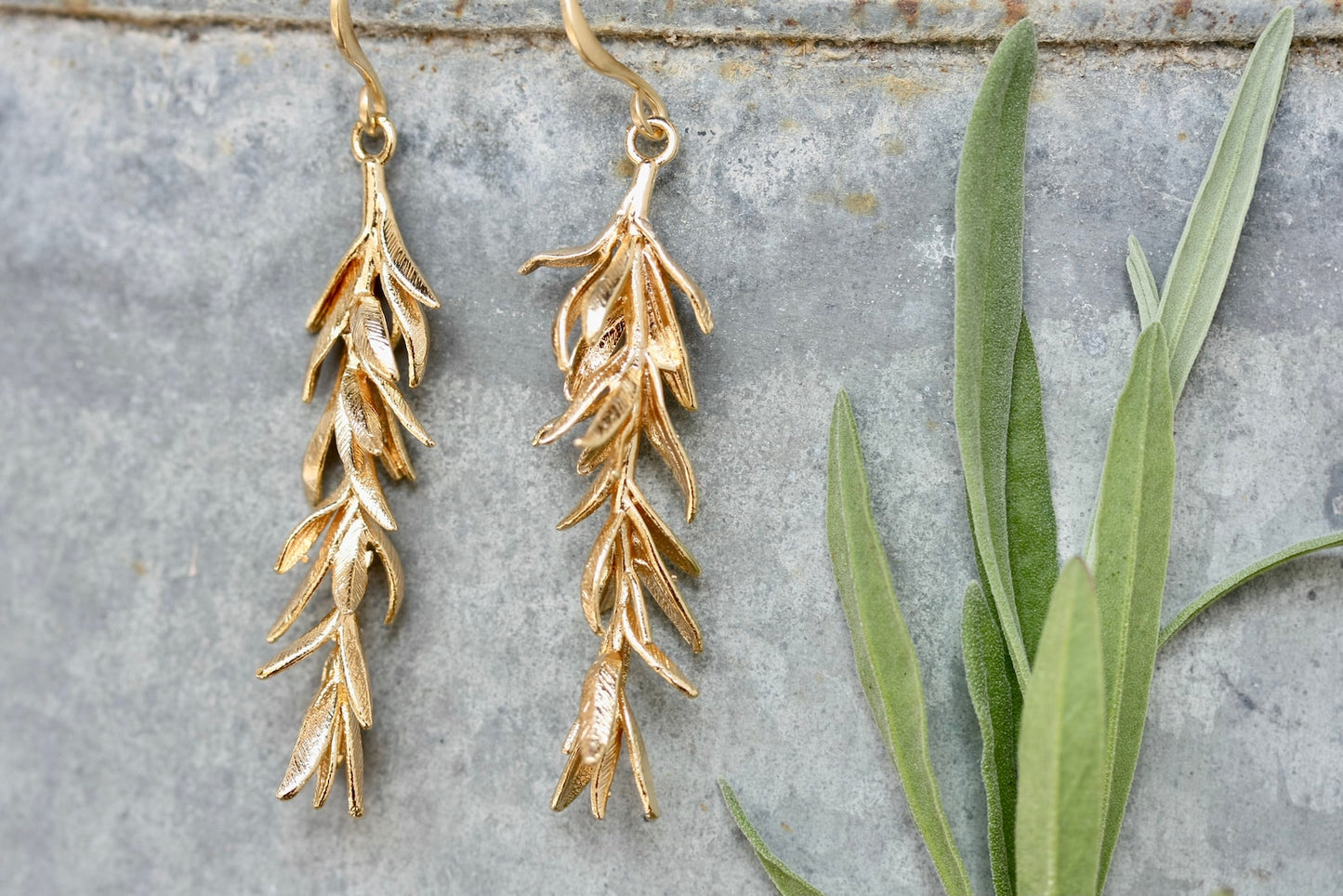 Rosemary Leaf Dangle Earrings - by Palomita Jewellery