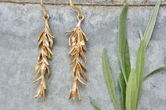 Rosemary Leaf Dangle Earrings - by Palomita Jewellery
