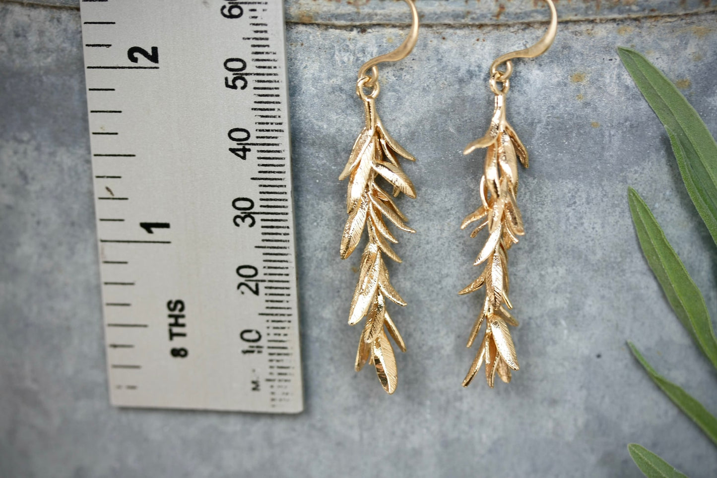 Rosemary Leaf Dangle Earrings - by Palomita Jewellery