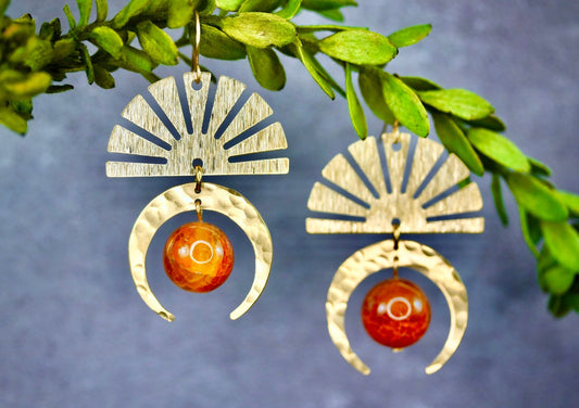 Sun Agate Earrings - by Palomita Jewellery
