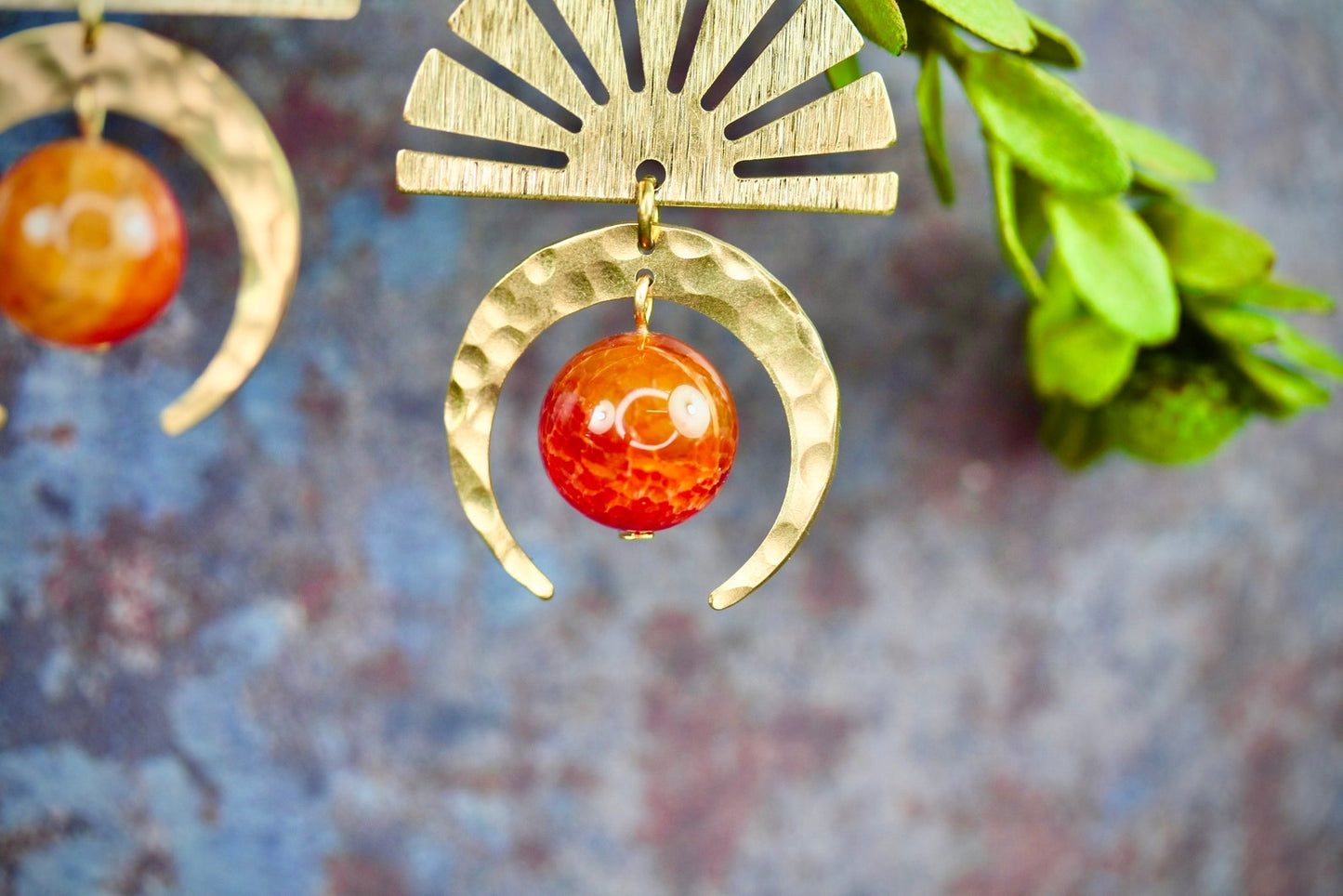 Sun Agate Earrings - by Palomita Jewellery