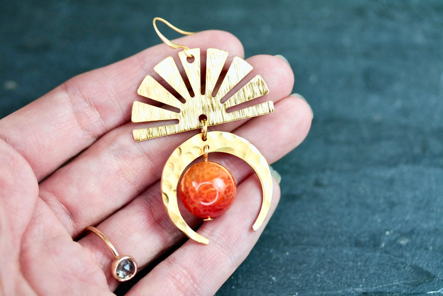 Sun Agate Earrings - by Palomita Jewellery