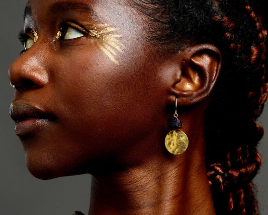 Amethyst Coin Earrings - by Palomita Jewellery