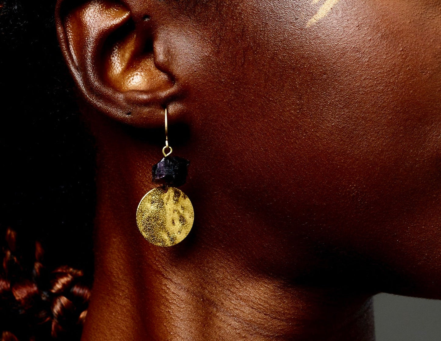 Amethyst Coin Earrings - by Palomita Jewellery