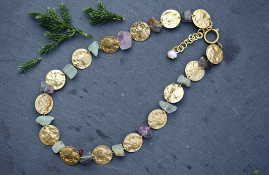 Fluorite Amethyst Gemstone Necklace - by Palomita Jewellery