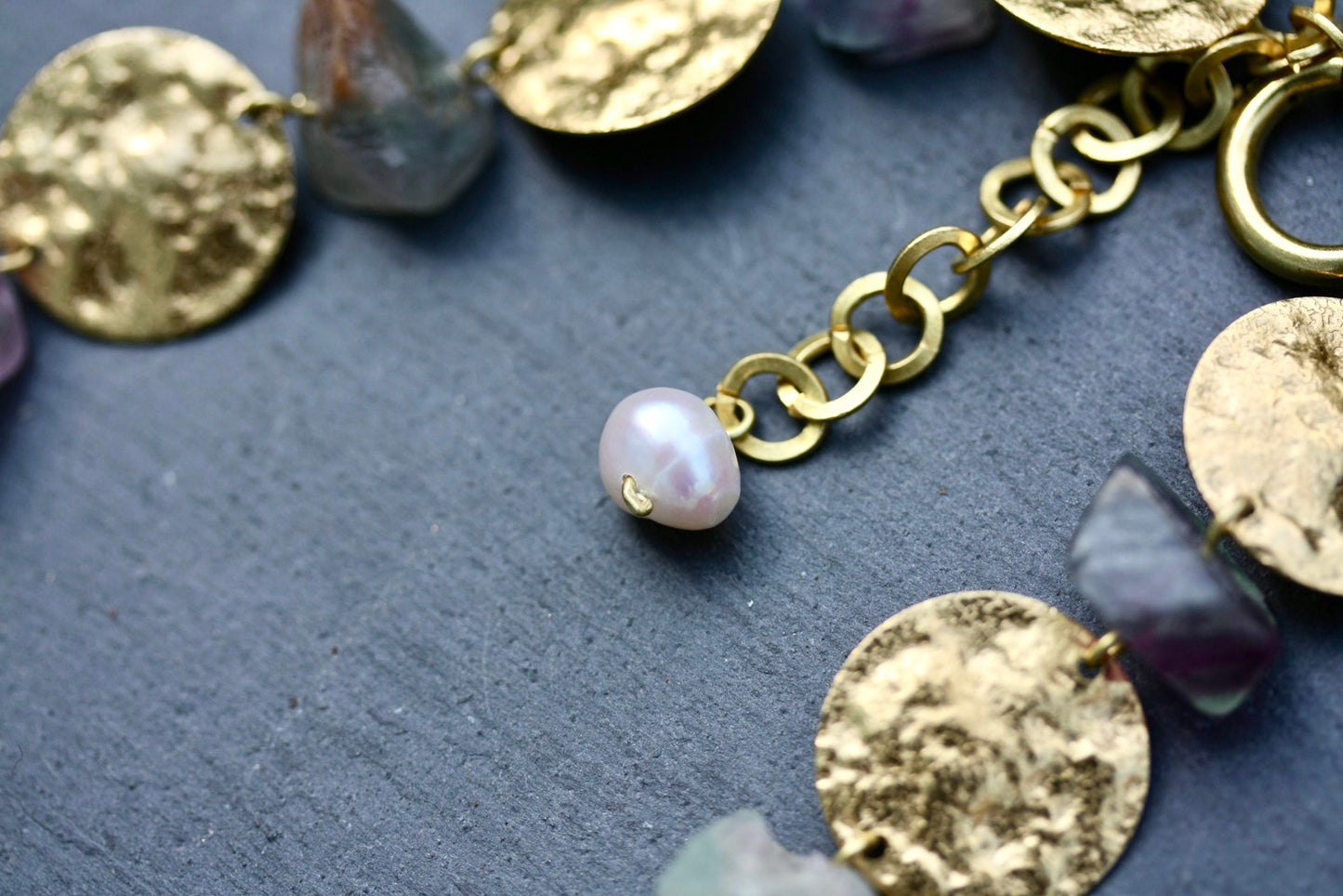 Fluorite Amethyst Gemstone Necklace - by Palomita Jewellery