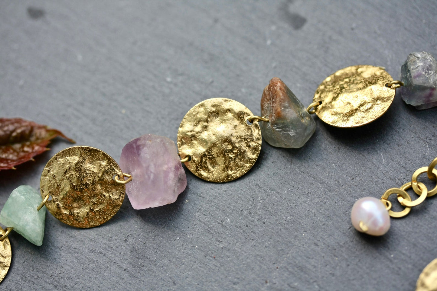 Fluorite Amethyst Gemstone Necklace - by Palomita Jewellery