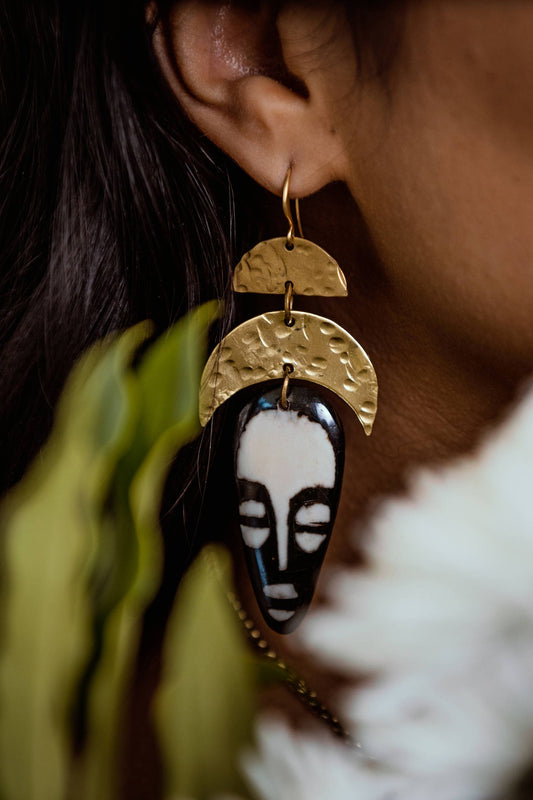 African Batik Mask Earrings - by Palomita Jewellery