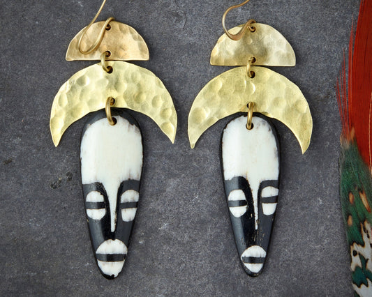 African Batik Mask Earrings - by Palomita Jewellery