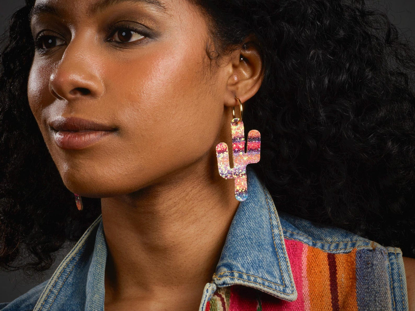 Pink Glitter Cactus Earrings - by Palomita Jewellery