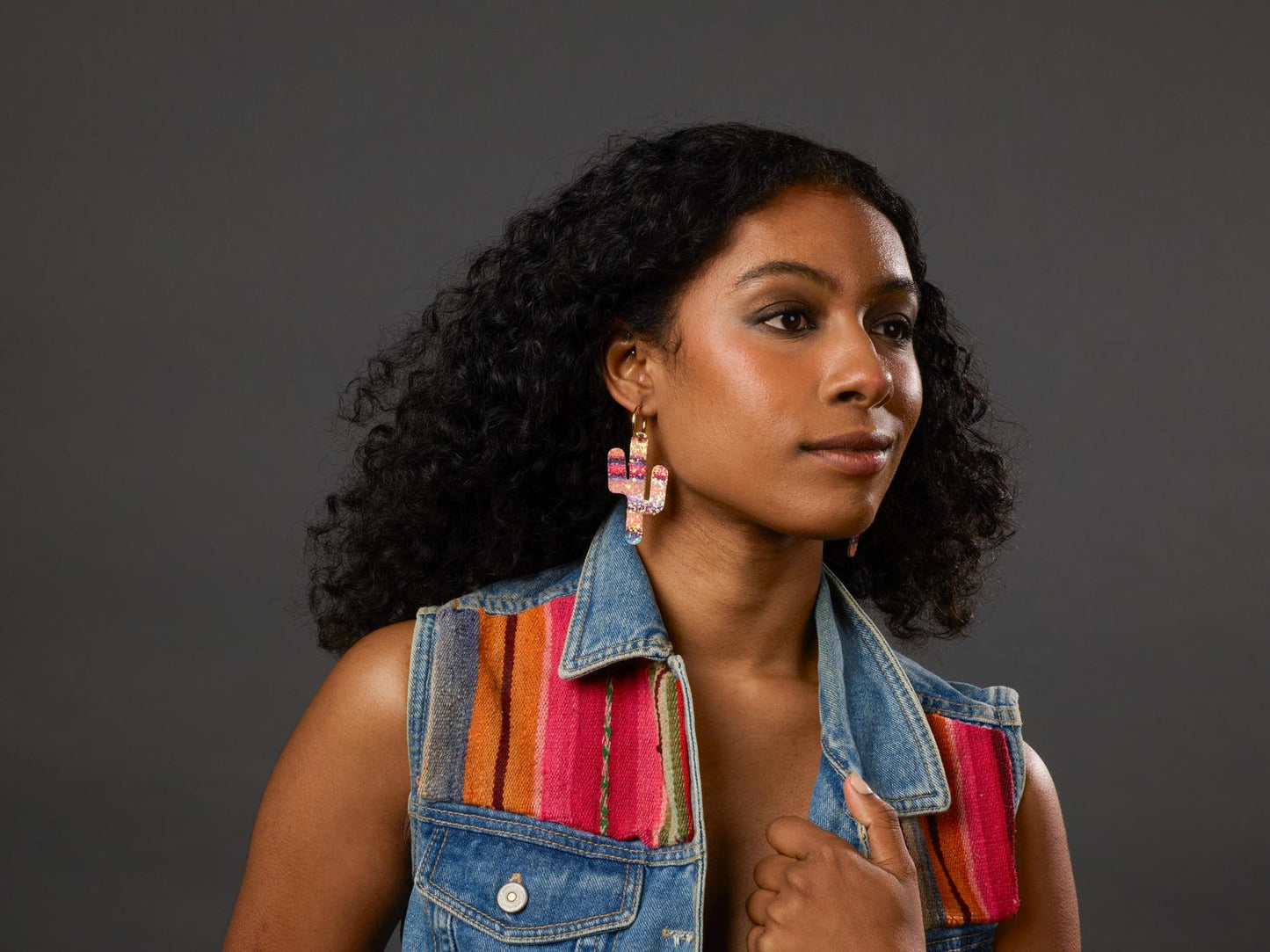 Pink Glitter Cactus Earrings - by Palomita Jewellery