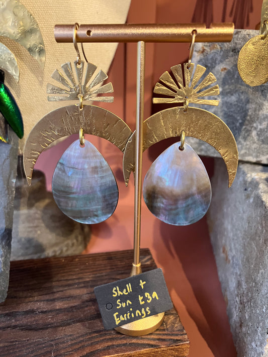 Shell and Sun Statement Earrings - by Palomita Jewellery