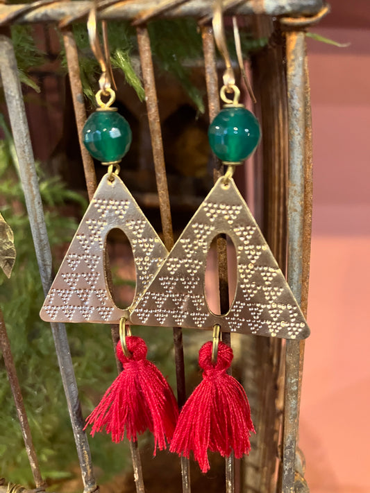 Jade Tassel Earrings - by Palomita Jewellery