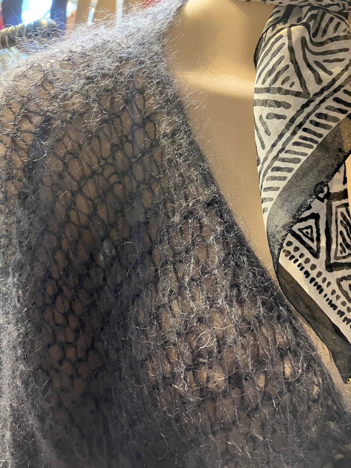 Charcoal Grey Mohair And Silk Handmade Cardigan by 12.5MM