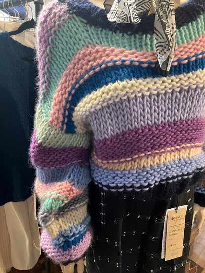 Stripey Merino Chunky Knit Handmade Jumper by 12.5MM