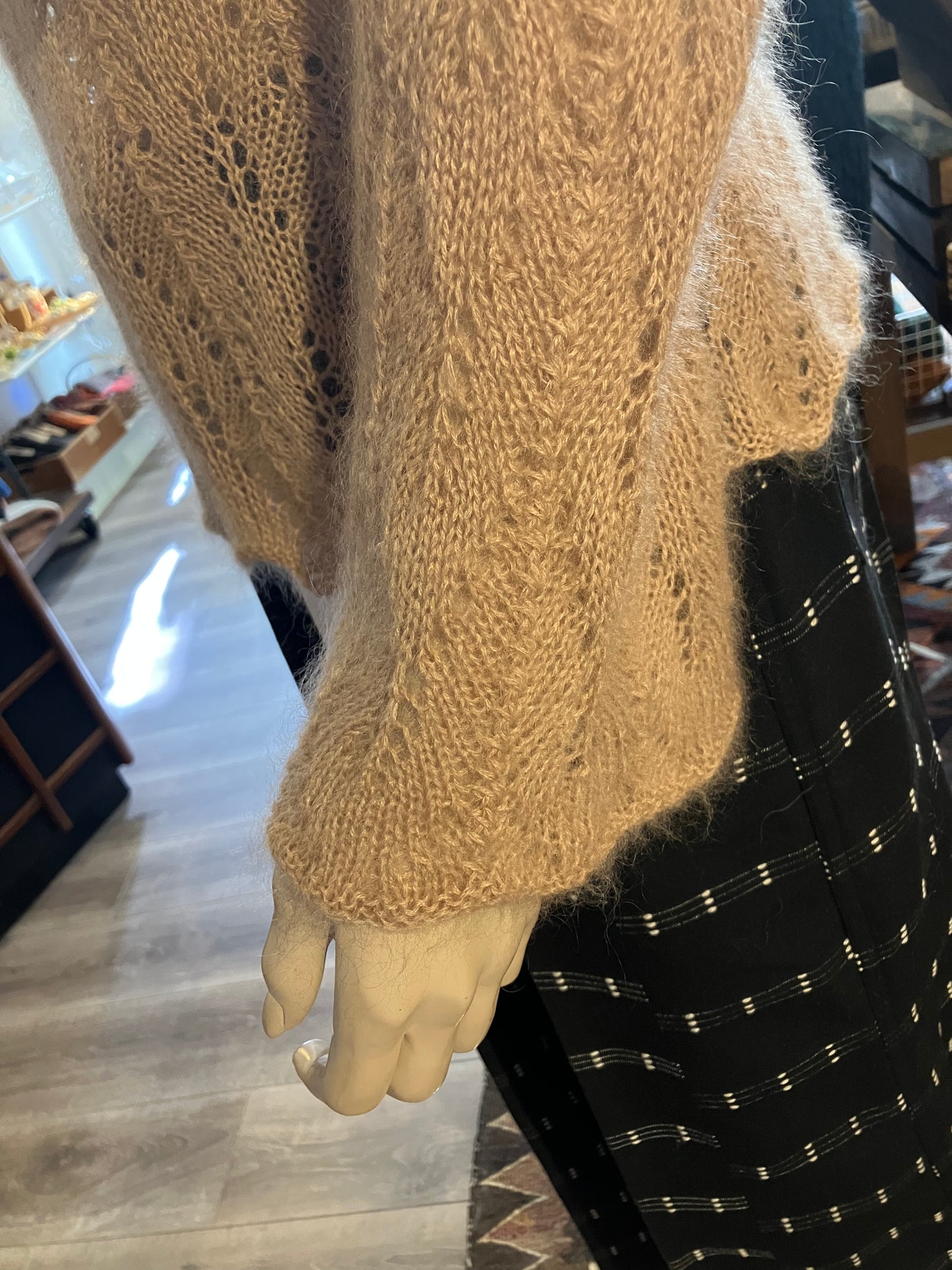Soft Pink Oatmeal Handmade Open Knit Jumper  by 12.5MM