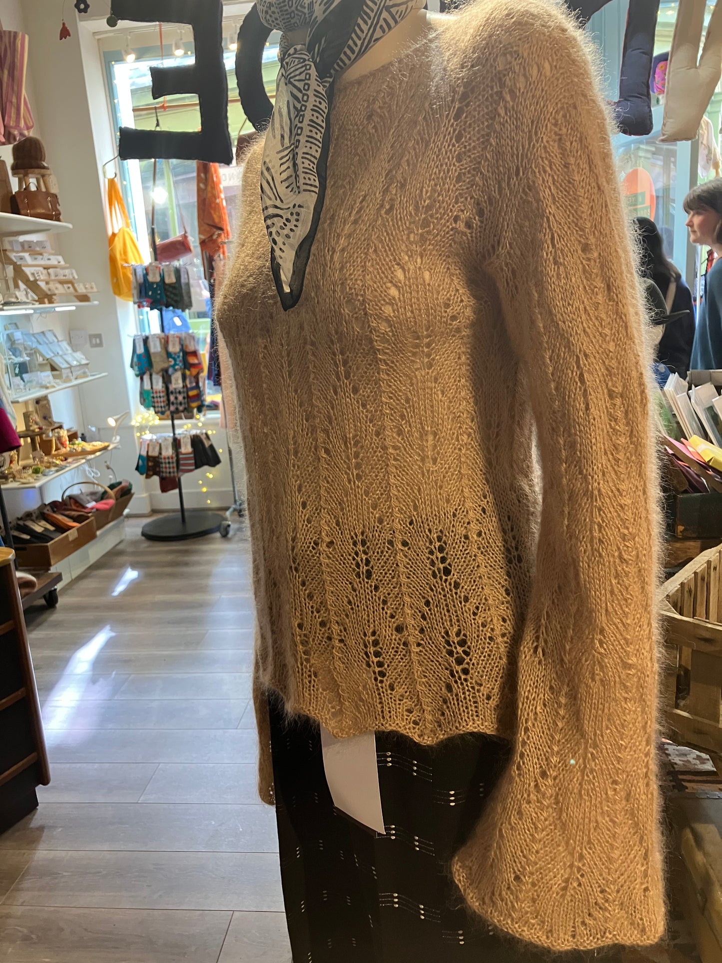 Soft Pink Oatmeal Handmade Open Knit Jumper  by 12.5MM