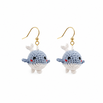Little Pink Whale Micro Crochet earrings by Miss Peachy
