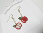Apple and pearl Micro Crotchet earrings by Miss Peachy