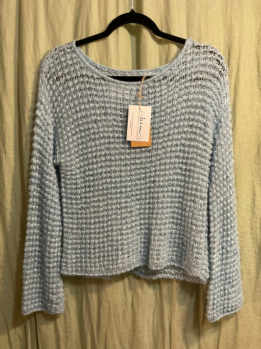 Mohair, Merino and Alpaca Blend Top - Icy Blue by 12.5MM