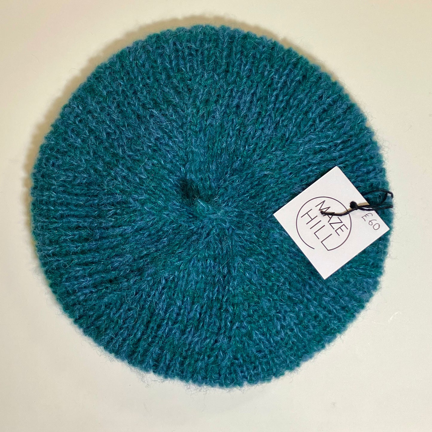 Teal And Blue Hand Knitted Beret In Mohair Blend by Maze Hill