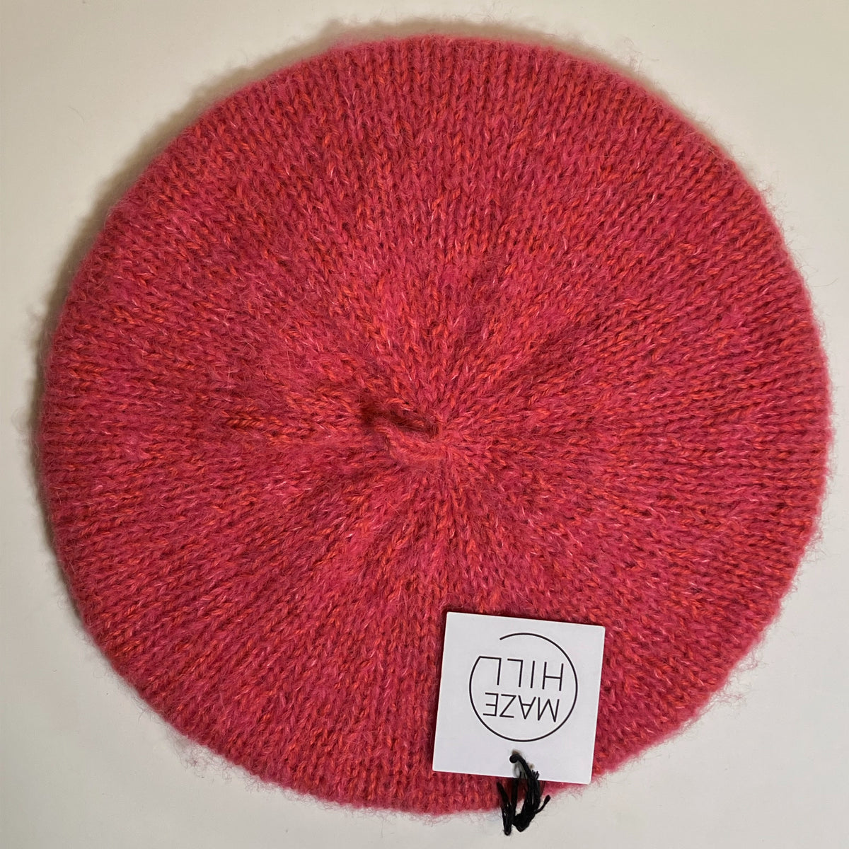 Hand-Knitted Mohair Blend Beret In Raspberry Pink by Maze Hill