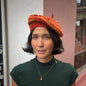 Hand-Knitted Merino Blend Beret In Rust & Mustard by Maze Hill