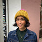 Mustard Yellow & Mauve Merino Blend Knitted Beanie by Maze Hill