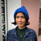 Cobalt Blue Chunky Ribbed Beanie In Merino Blend by Maze Hill