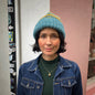 Blue & Mustard Striped Merino Blend Beanie by Maze Hill