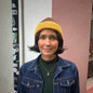 Mustard Yellow & Brown Merino Blend Beanie by Maze Hill