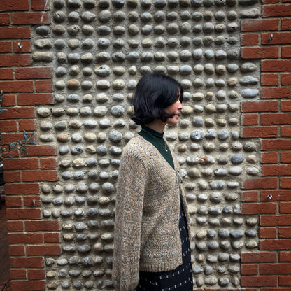 Alpaca Wool Blend Tie-Front Cardigan - Brown Marl